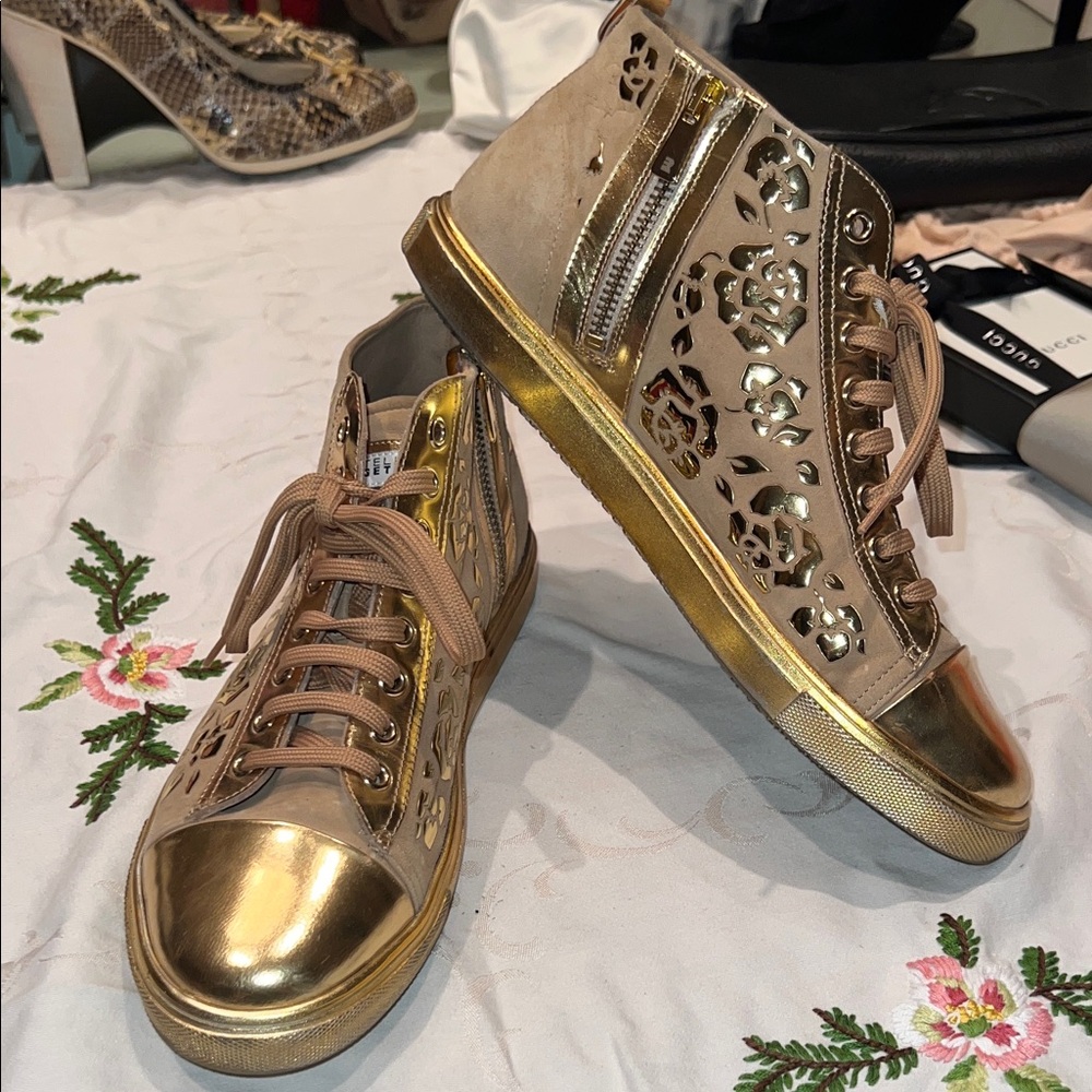 Fratelli Rossetti Gold and Tan Sneakers